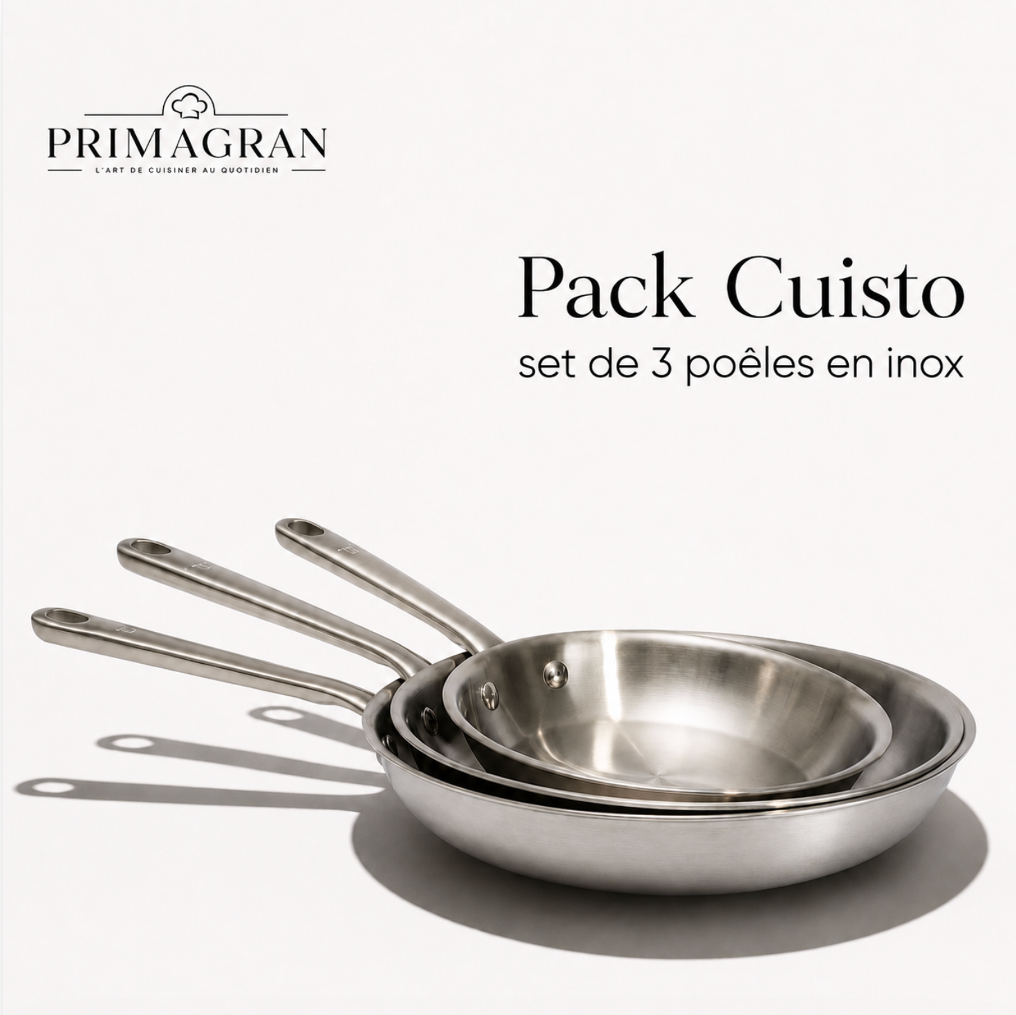 PACK CUISTO - 3 Poêles en inox