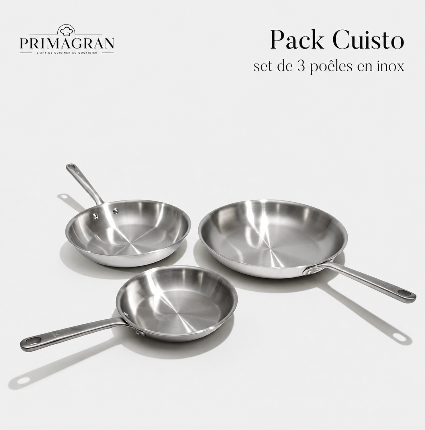PACK CUISTO - 3 Poêles en inox